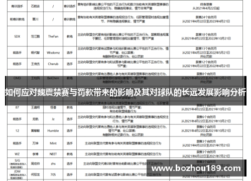 如何应对魏震禁赛与罚款带来的影响及其对球队的长远发展影响分析
