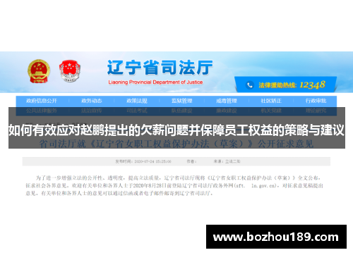 如何有效应对赵鹏提出的欠薪问题并保障员工权益的策略与建议
